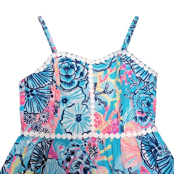 Lilly Pulitzer Mini Haylan Dress Girls Sz 10 Bali Blue Once Upon a Tide NEW NWT - Picture 5 of 16